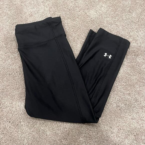 Under Armour Womens Compressions Cropped Black‎ Workout Pant Size Small - Picture 1 of 9